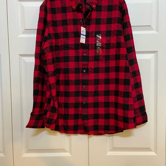🆕NEW-MEN’S CLUB ROOM BY MACY’S FLANNEL RED AND BLACK PLAID BUTTON DOWN SHIRT. - Picture 14 of 16